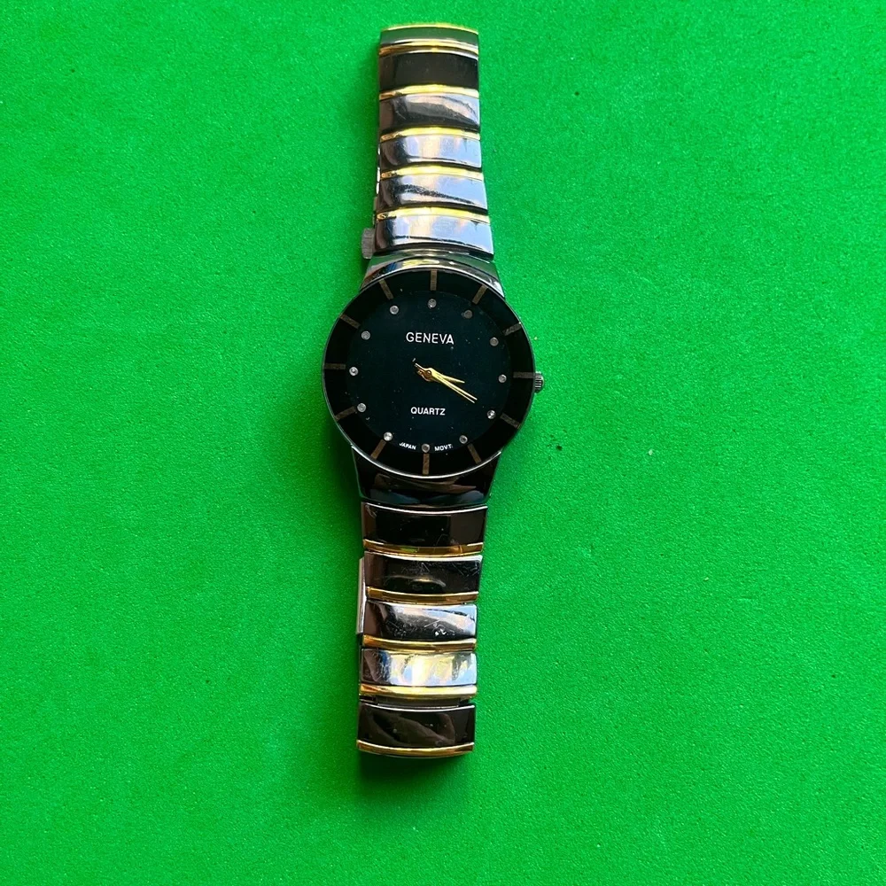 Geneva Hematite Diamond Look Men's Watch